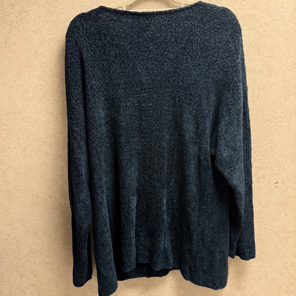 EILEEN FISHER Large Womens Textured Knit Pullover Heavy Dark Navy Blue‎ Sweater - Picture 6 of 6